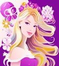 Beautiful woman isolated vector illustration. Beautiful woman with long hair, perfect skin.
