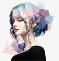 Beautiful woman isolated vector illustration. Low poly graphics style.