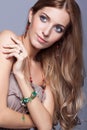 Beautiful woman in jewelry and bijouterie Royalty Free Stock Photo