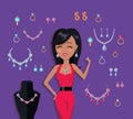 Beautiful Woman with Jewelry Collection