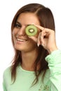 Beautiful woman with kiwi Royalty Free Stock Photo