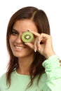 Beautiful woman with kiwi Royalty Free Stock Photo