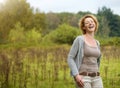 Beautiful woman laughing in the countryside Royalty Free Stock Photo