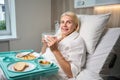 Beautiful woman lies on a hospital bed Royalty Free Stock Photo