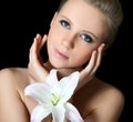 The beautiful woman with lily flower