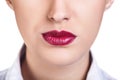 Beautiful woman lips with bright lipstik