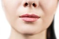 Beautiful woman lips close-up Royalty Free Stock Photo