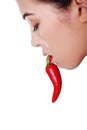 Beautiful woman lips with hot paprika Royalty Free Stock Photo