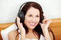 Beautiful woman listening to music. Royalty Free Stock Photo