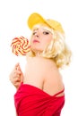 Beautiful woman with lollipop Royalty Free Stock Photo