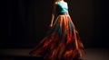 Beautiful Woman In Long Colorful Skirt - Maxi Skirt Product Shot