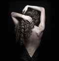 Beautiful woman with long curly hair, Female back Royalty Free Stock Photo