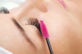 Beautiful Woman with long eyelashes in a beauty salon. Royalty Free Stock Photo