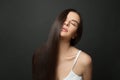 Beautiful woman with long smooth shiny straight hair. Hairstyle and hair care concept Royalty Free Stock Photo