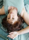 Beautiful woman lying upside down Royalty Free Stock Photo