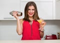 Beautiful woman making a cocktail Royalty Free Stock Photo