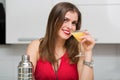 Beautiful woman making a cocktail Royalty Free Stock Photo