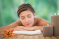 Beautiful woman on massage table at health farm Royalty Free Stock Photo