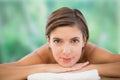 Beautiful woman on massage table at health farm Royalty Free Stock Photo