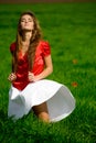 Beautiful woman in meadow