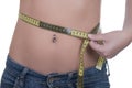 Beautiful woman measuring her waist Royalty Free Stock Photo