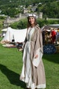 Beautiful woman at the medieval market on Castelgrande castle