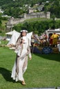 Beautiful woman at the medieval market on Castelgrande castle