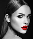 Beautiful woman model lady with fresh daily makeup Royalty Free Stock Photo