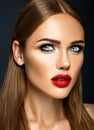 Beautiful woman model lady with fresh daily makeup Royalty Free Stock Photo