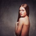 Beautiful woman with naked back portrait