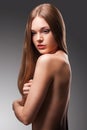 Beautiful woman with naked back portrait