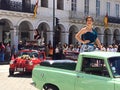 Beautiful Woman in Parade in Cuenca, Ecuador Royalty Free Stock Photo
