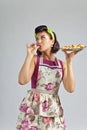 Beautiful woman with yummy biscuits. Royalty Free Stock Photo