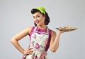 Beautiful woman with yummy biscuits. Royalty Free Stock Photo