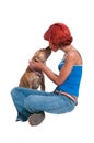 Beautiful Woman and Pit Bull mix dog Royalty Free Stock Photo