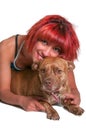 Beautiful Woman and Pit Bull mix dog Royalty Free Stock Photo