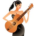 Beautiful woman playing acoustic guitar Royalty Free Stock Photo