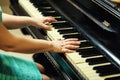 Beautiful woman playing piano,Close up of woman hands playing pi Royalty Free Stock Photo