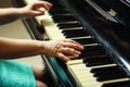 Beautiful woman playing piano,Close up of woman hands playing pi Royalty Free Stock Photo