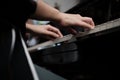 Beautiful woman playing piano, learn to play piano Royalty Free Stock Photo