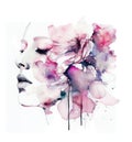 Portrait of a girl in watercolor style. Abstract fashion watercolor illustration Royalty Free Stock Photo