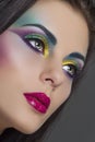 Beautiful woman portrait with bright colourful makeup Royalty Free Stock Photo