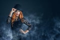 Beautiful woman portrait dressed as witch for Halloween party Royalty Free Stock Photo