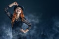 Beautiful woman portrait dressed as witch for Halloween party Royalty Free Stock Photo