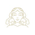 Beautiful woman portrait elegant long hair cosmetology coiffure line art deco vintage logo vector Royalty Free Stock Photo