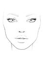 Face chart Makeup Artist Blank. Beautiful woman portrait. Face chart. Makeup Artist Blank. Template.