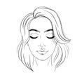 Beautiful woman portrait. Face chart Makeup Artist Blank Template. Royalty Free Stock Photo