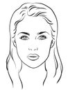 Beautiful woman portrait. Face chart. Vector illustration.