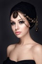 Beautiful woman portrait with headscarf on head Royalty Free Stock Photo