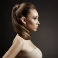 Beautiful Woman Portrait. Long Brown Hair Royalty Free Stock Photo